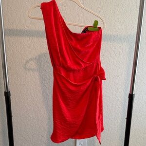 Sincerely Jules Vibrant Red One-Shoulder Dress